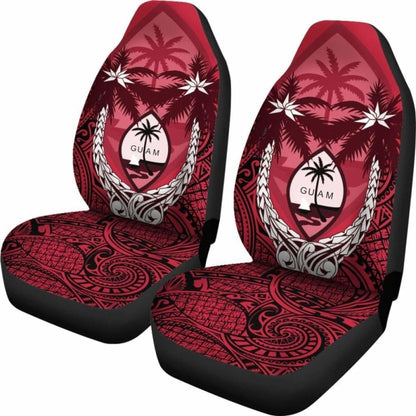 Guam Micronesian Niyok Car Seat Covers - Guam Coat Of Arms Coconut Tree - Amazing 1 105905 - YourCarButBetter