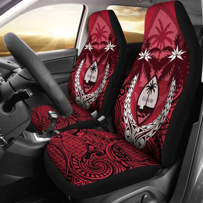 Guam Micronesian Niyok Car Seat Covers - Guam Coat Of Arms Coconut Tree - Amazing 1 105905 - YourCarButBetter