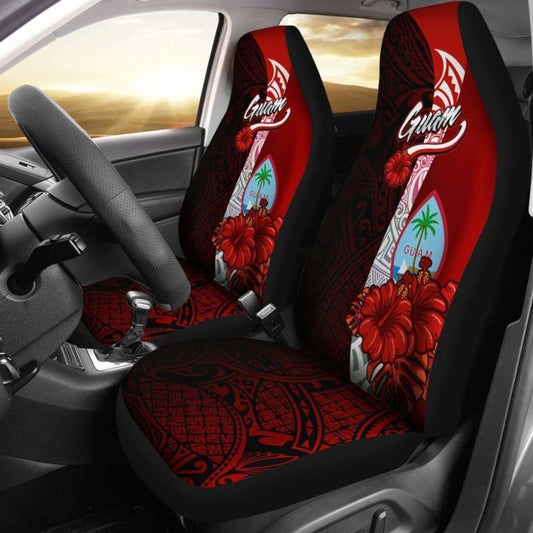 Guam Polynesian Car Seat Covers - Coat Of Arm With Hibiscus - 232125 - YourCarButBetter