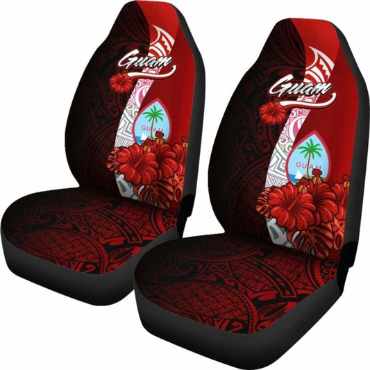 Guam Polynesian Car Seat Covers - Coat Of Arm With Hibiscus - 232125 - YourCarButBetter