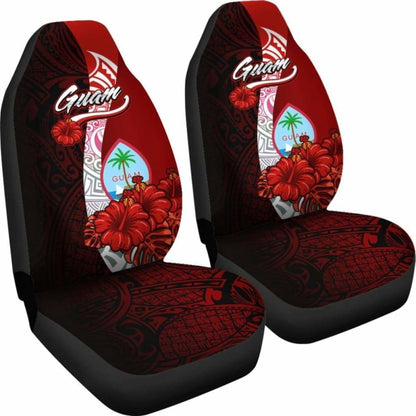 Guam Polynesian Car Seat Covers - Coat Of Arm With Hibiscus - 232125 - YourCarButBetter