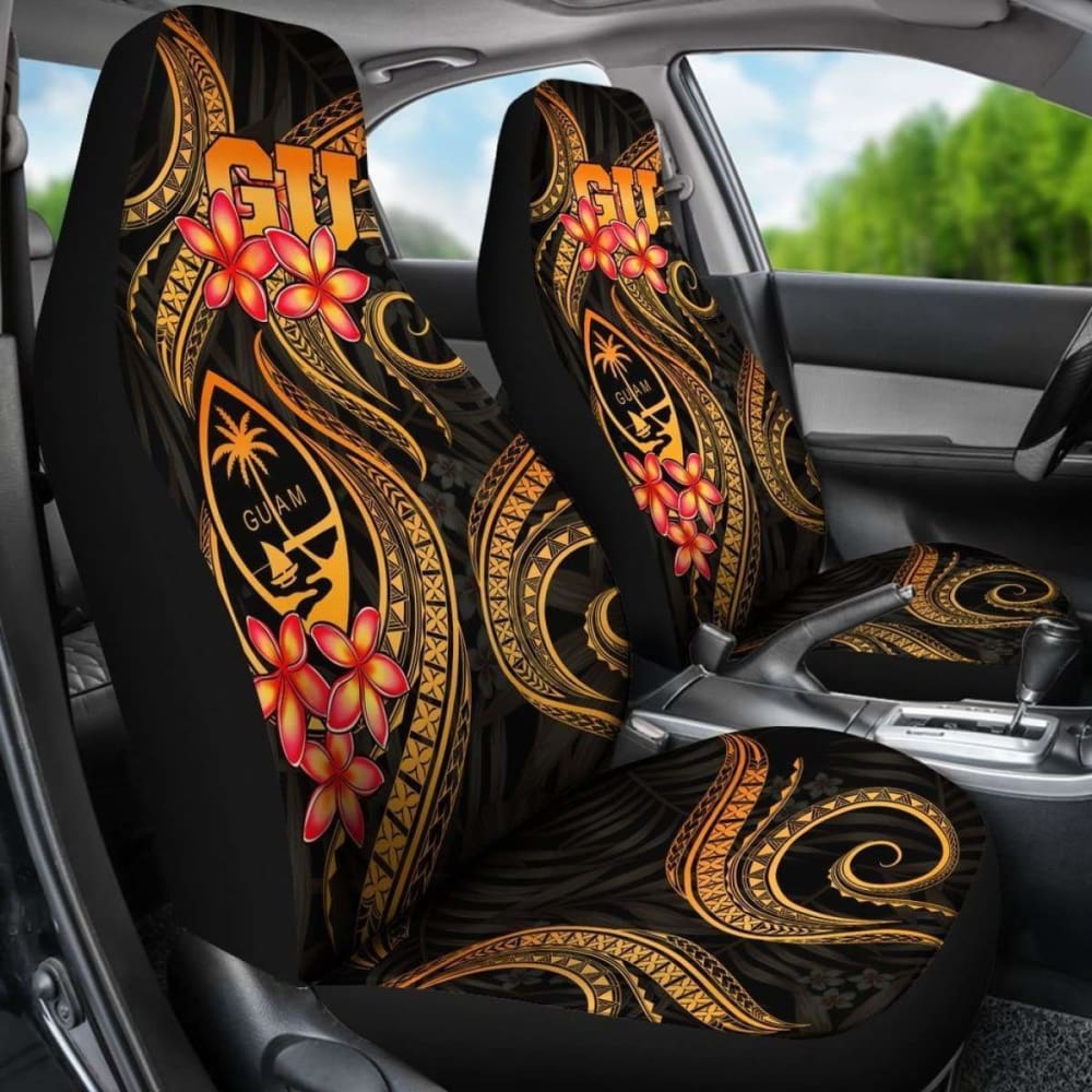 Guam Polynesian Car Seat Covers - Gold Plumeria - 105905 - YourCarButBetter