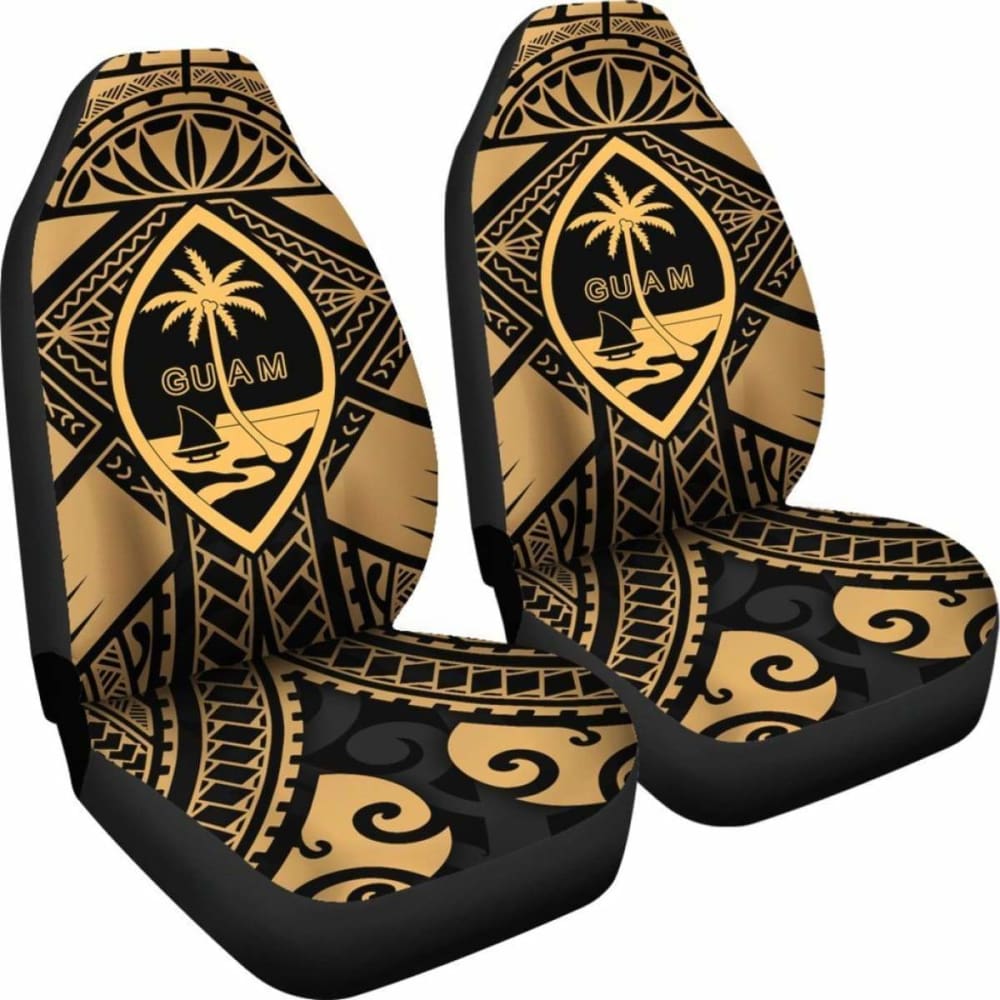 Guam Polynesian Car Seat Covers - Guam Gold Seal With Polynesian Tattoo - 174914 - YourCarButBetter