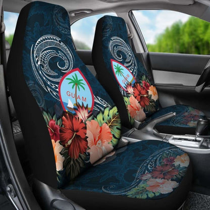 Guam Polynesian Car Seat Covers Guam Hibiscus Polynesian Wave Coat Of Arms Amazing 105905 - YourCarButBetter