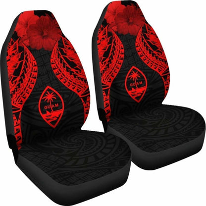 Guam Polynesian Car Seat Covers Pride Seal And Hibiscus Red - 232125 - YourCarButBetter