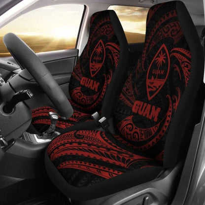 Guam Polynesian Car Seat Covers - Red Tribal Wave - 105905 - YourCarButBetter