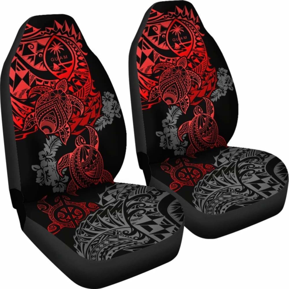 Guam Polynesian Car Seat Covers - Red Turtle Flowing - 105905 - YourCarButBetter