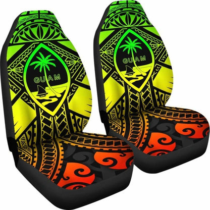 Guam Polynesian Car Seat Covers - Guam Reggae Seal With Polynesian Tattoo - 18 105905 - YourCarButBetter