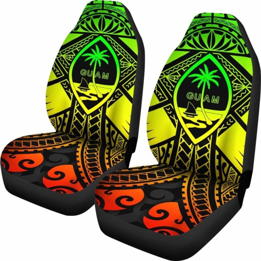 Guam Polynesian Car Seat Covers - Guam Reggae Seal With Polynesian Tattoo - 18 105905 - YourCarButBetter