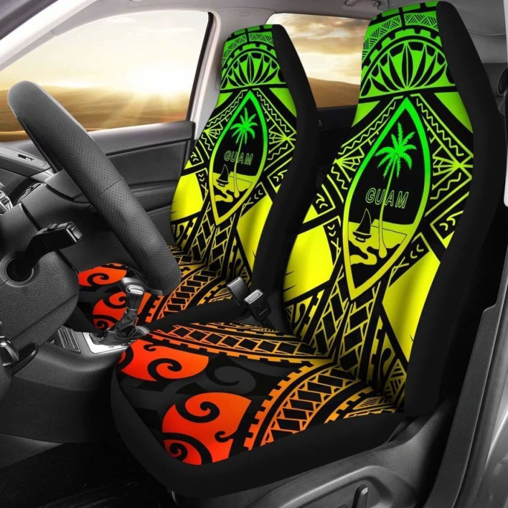 Guam Polynesian Car Seat Covers - Guam Reggae Seal With Polynesian Tattoo - 18 105905 - YourCarButBetter