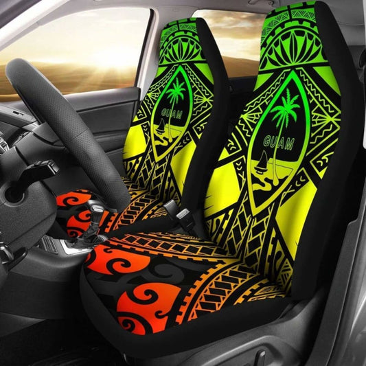 Guam Polynesian Car Seat Covers - Guam Reggae Seal With Polynesian Tattoo - 18 105905 - YourCarButBetter