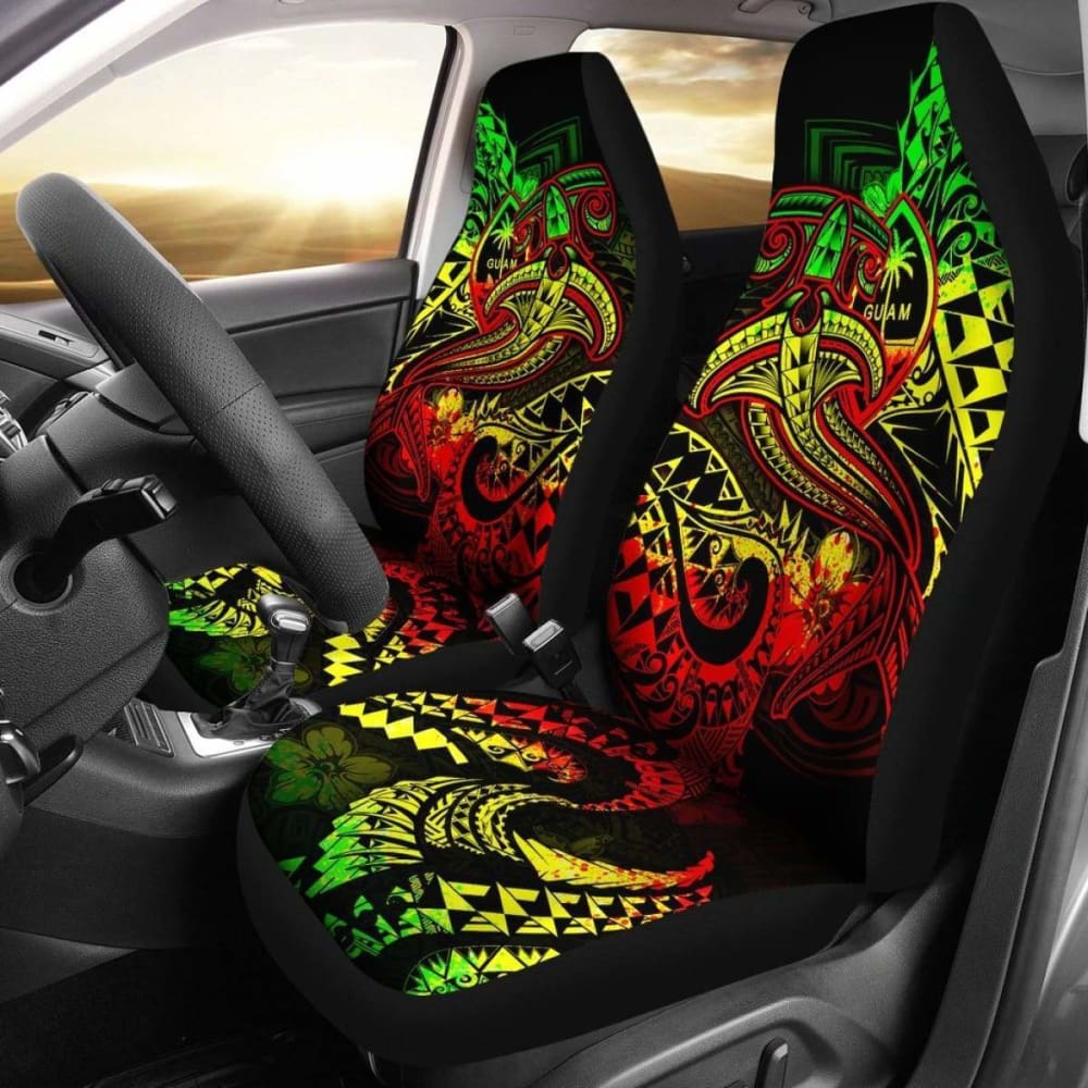 Guam Polynesian Car Seat Covers - Reggae Shark Polynesian Tattoo - 18 102802 - YourCarButBetter