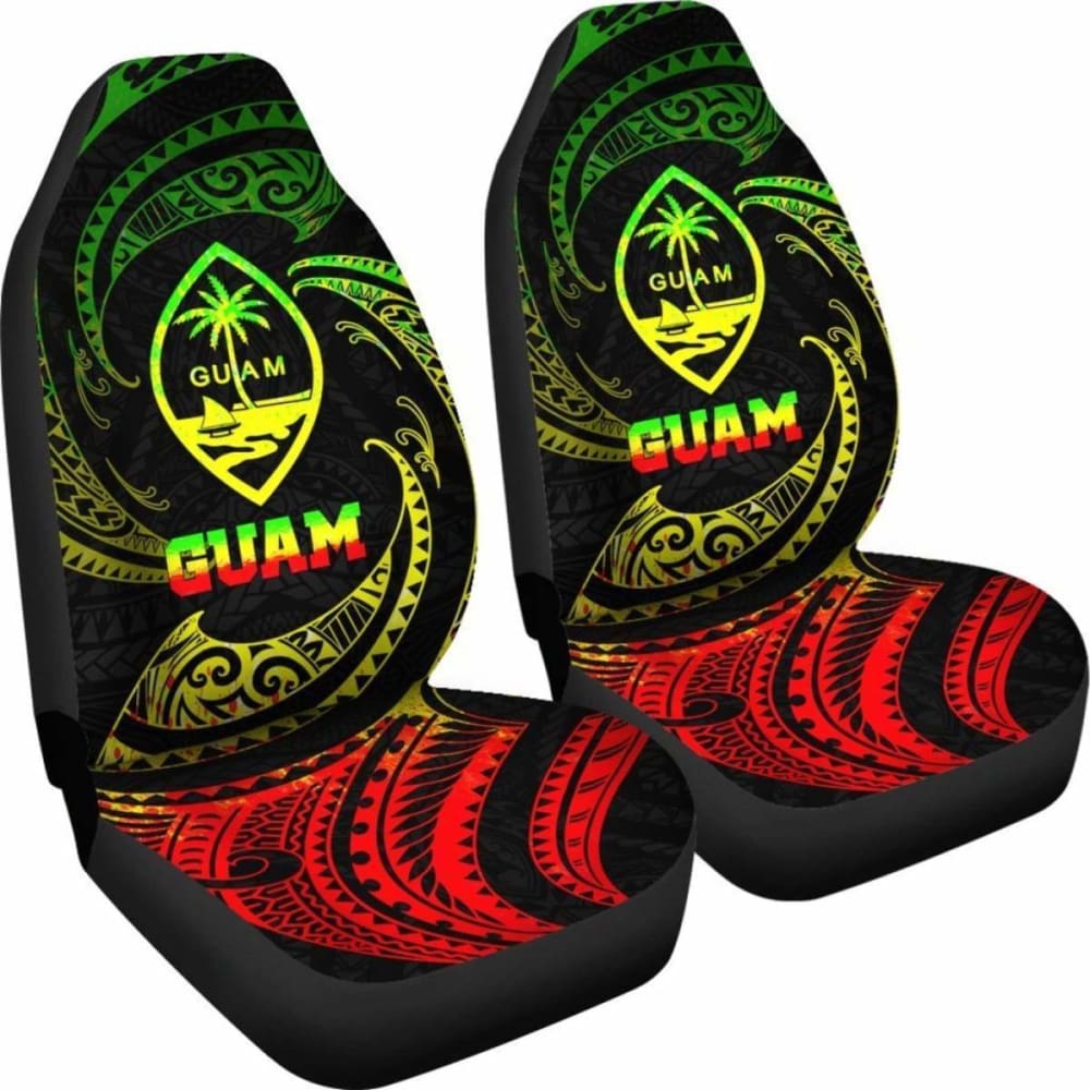 Guam Polynesian Car Seat Covers - Reggae Tribal Wave - 105905 - YourCarButBetter