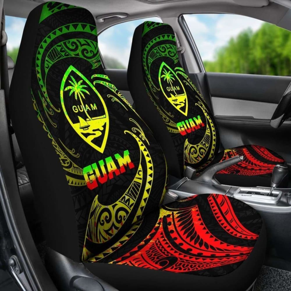 Guam Polynesian Car Seat Covers - Reggae Tribal Wave - 105905 - YourCarButBetter