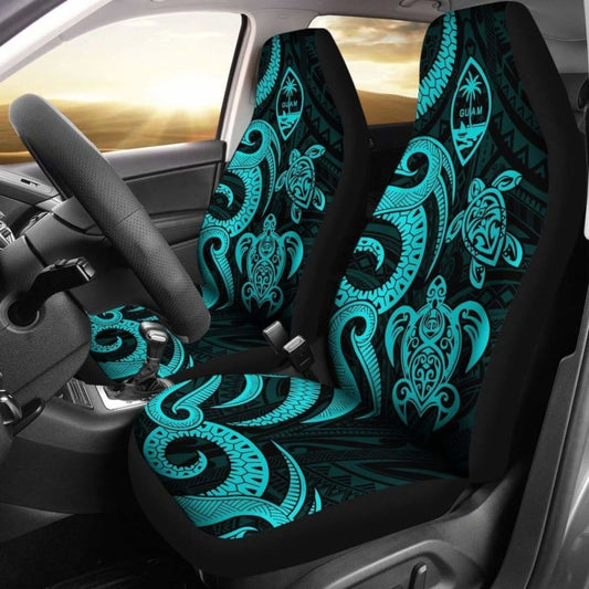 Guam Polynesian Car Seat Covers - Turquoise Tentacle Turtle - 091114 - YourCarButBetter