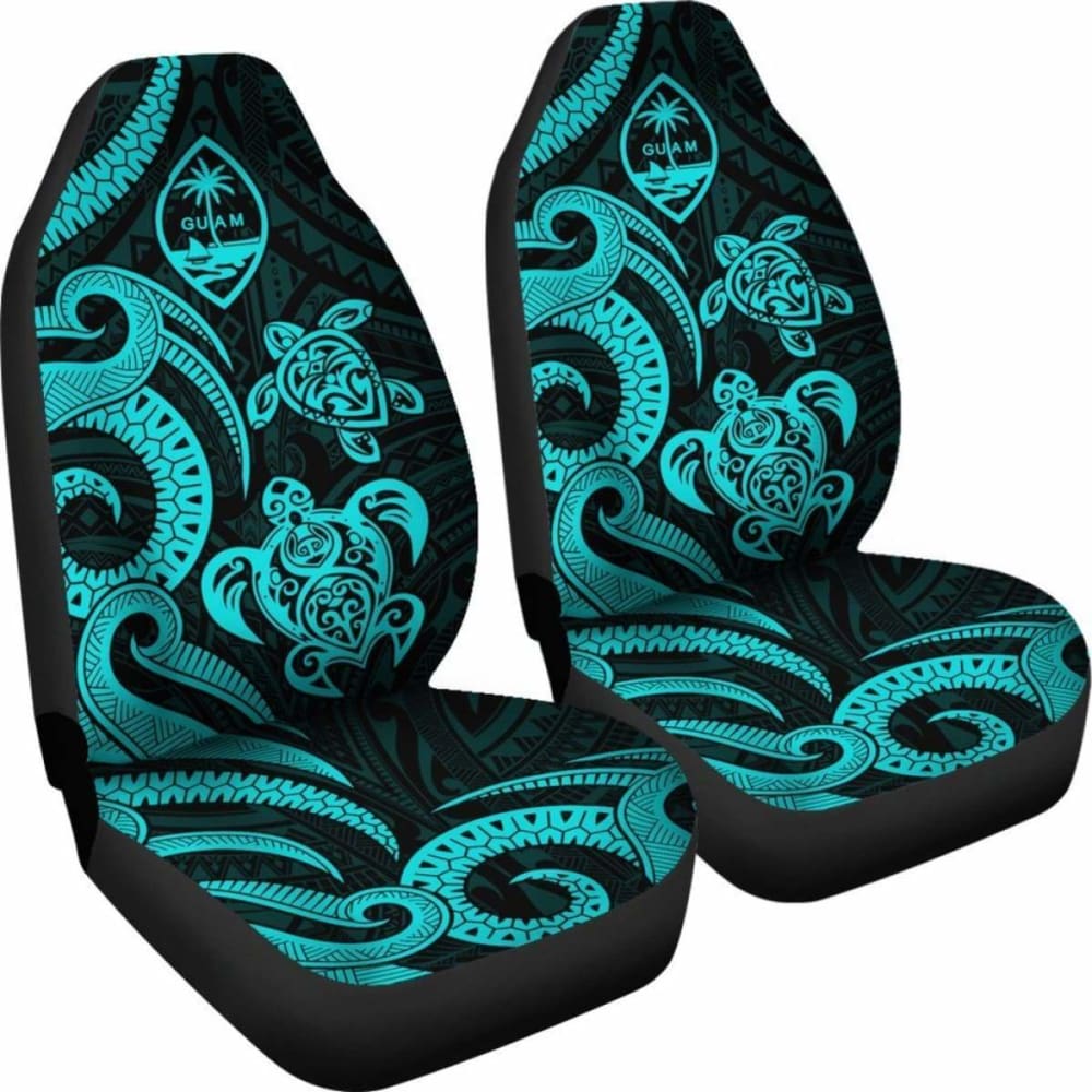 Guam Polynesian Car Seat Covers - Turquoise Tentacle Turtle - 091114 - YourCarButBetter