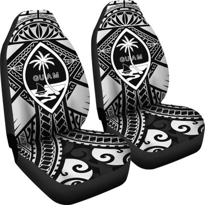 Guam Polynesian Car Seat Covers - Guam White Seal With Polynesian Tattoo Ver - 18 105905 - YourCarButBetter