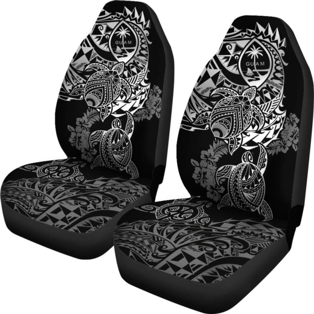 Guam Polynesian Car Seat Covers - White Turtle Flowing - Amazing 091114 - YourCarButBetter