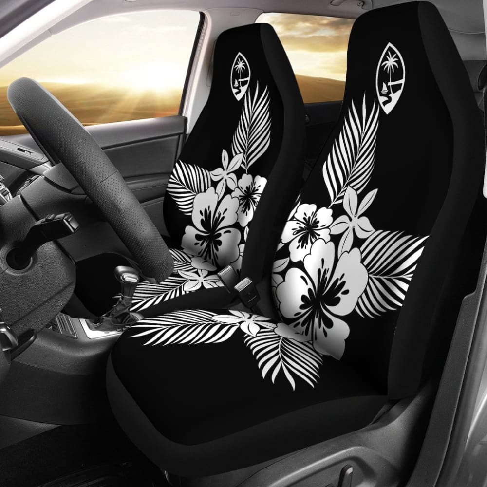 Guam Tropical Hibiscus Black Car Seat Covers 093223 - YourCarButBetter