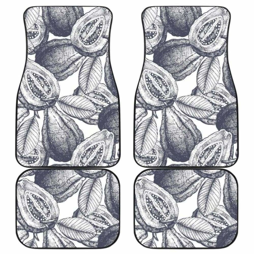 Guava Tropical Hand Drawn Pattern Front And Back Car Mats 105905 - YourCarButBetter
