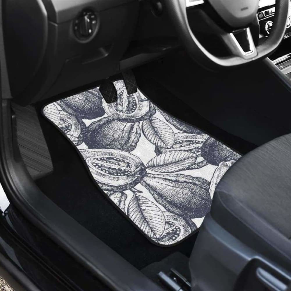 Guava Tropical Hand Drawn Pattern Front And Back Car Mats 105905 - YourCarButBetter