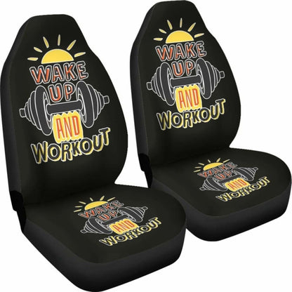 Gym Car Seat Covers Wake Up And Workout 04 192609 - YourCarButBetter