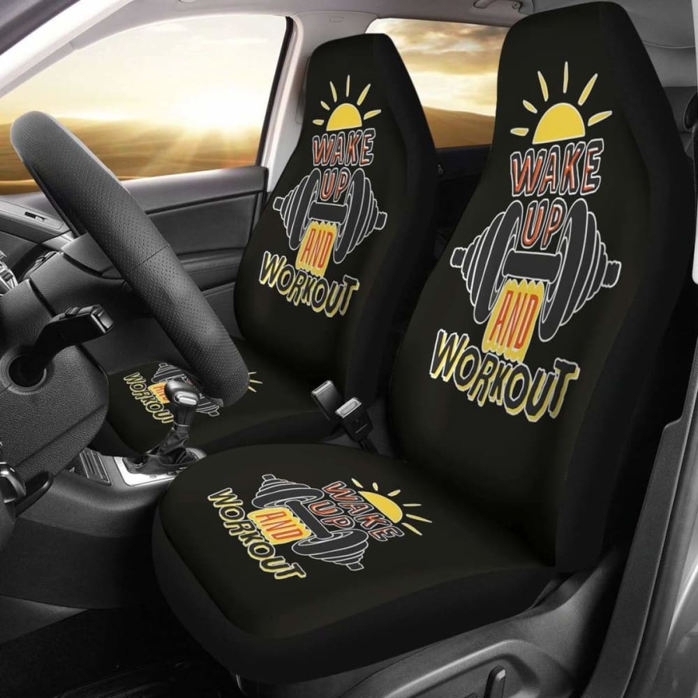 Gym Car Seat Covers Wake Up And Workout 04 192609 - YourCarButBetter