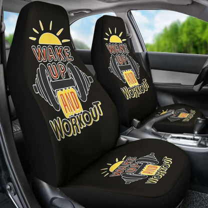 Gym Car Seat Covers Wake Up And Workout 04 192609 - YourCarButBetter