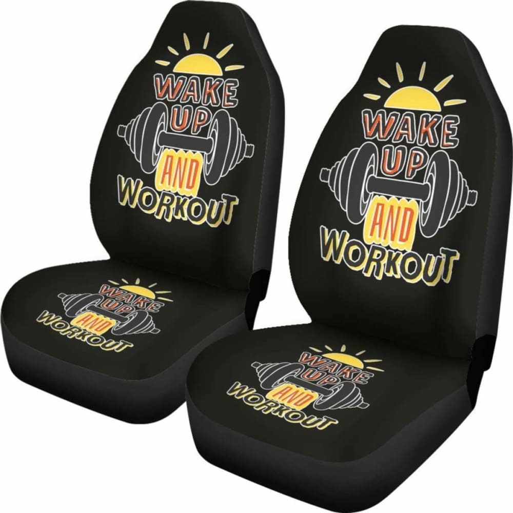Gym Car Seat Covers Wake Up And Workout 04 192609 - YourCarButBetter