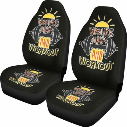 Gym Car Seat Covers Wake Up And Workout 04 192609 - YourCarButBetter