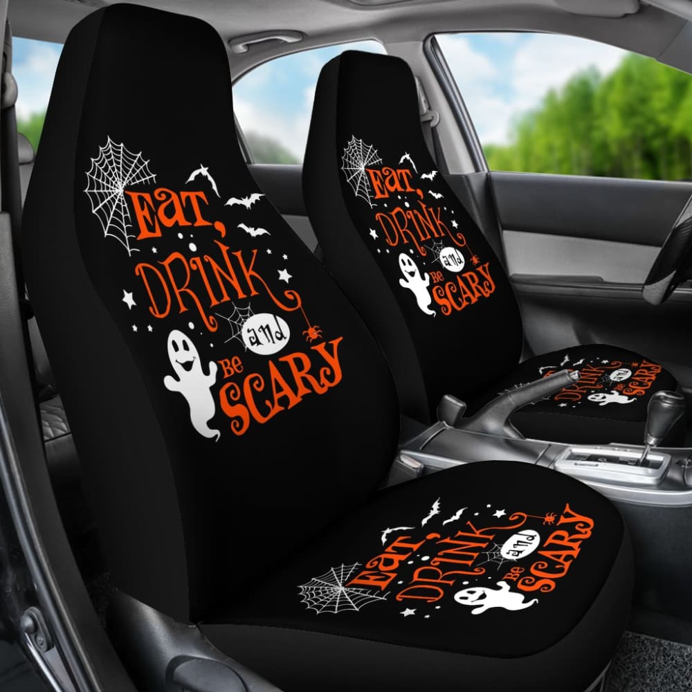Halloween Eat Drink and Be Scary Car Seat Covers 211501 - YourCarButBetter