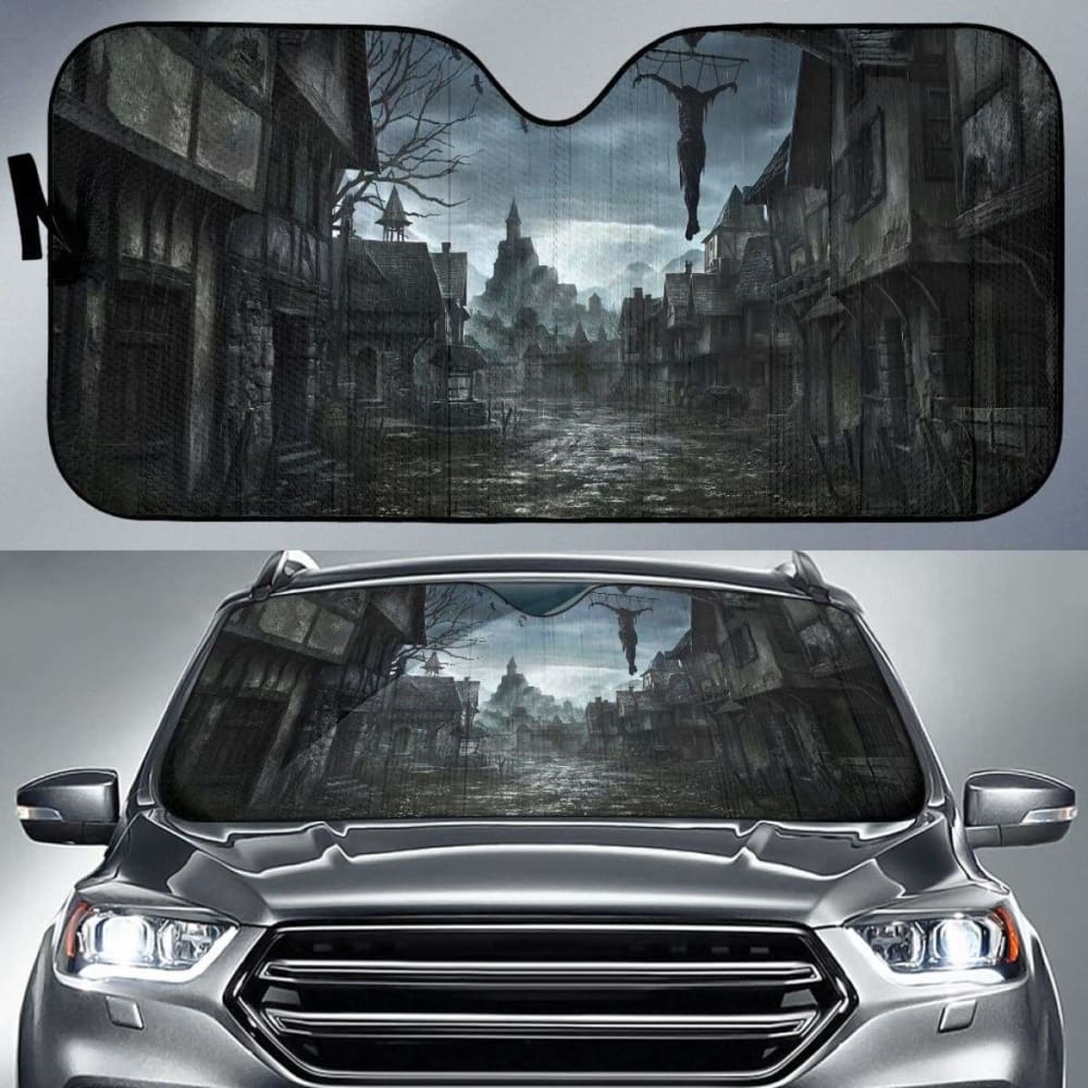 Halloween Haunted Village Sun Shade Amazing Best Gift Ideas 085424 - YourCarButBetter