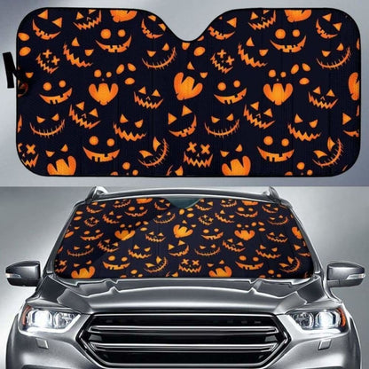 Halloween Pattern Pumpkin Background Car Auto Sun Shades 085424 - YourCarButBetter