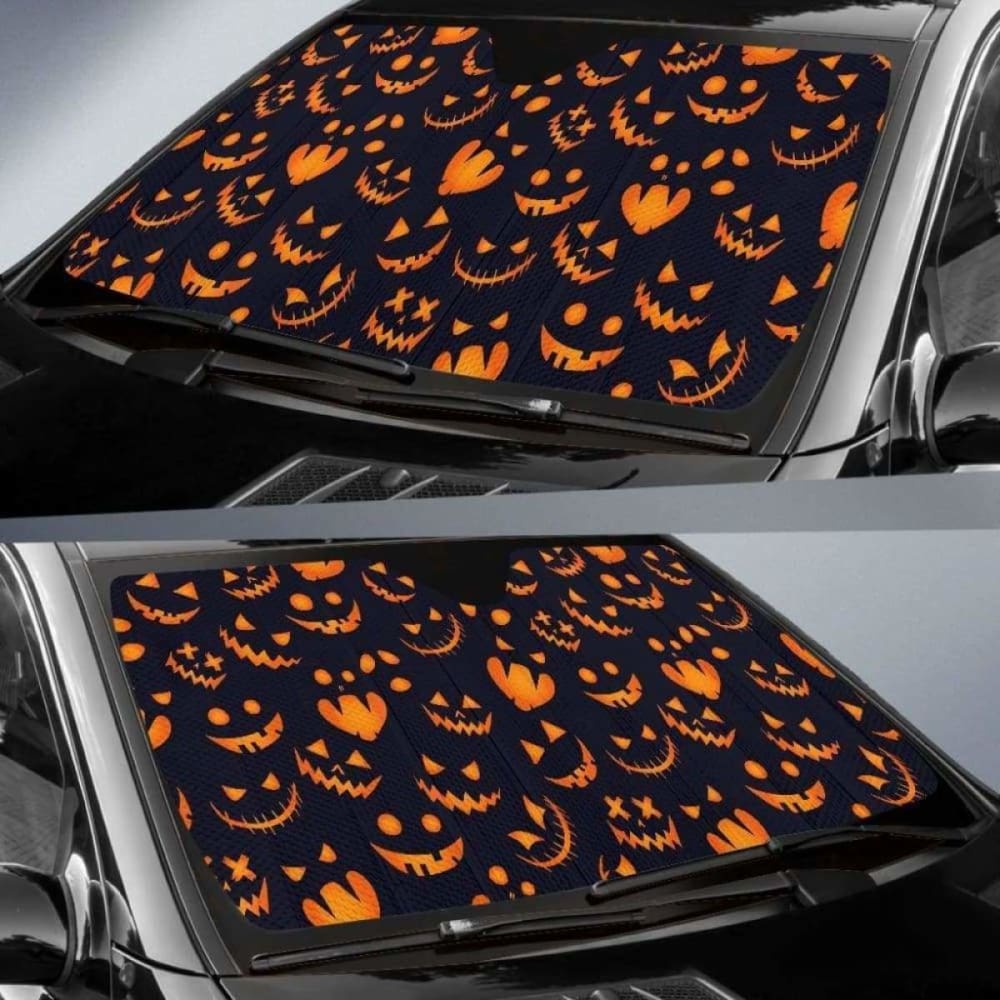 Halloween Pattern Pumpkin Background Car Auto Sun Shades 085424 - YourCarButBetter