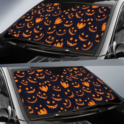 Halloween Pattern Pumpkin Background Car Auto Sun Shades 085424 - YourCarButBetter
