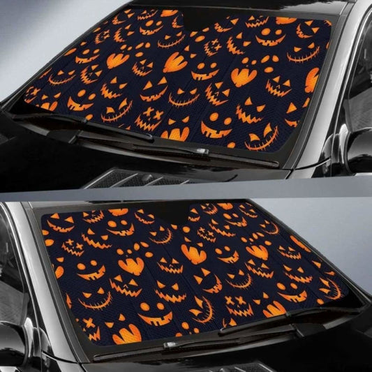 Halloween Pattern Pumpkin Background Car Auto Sun Shades 085424 - YourCarButBetter