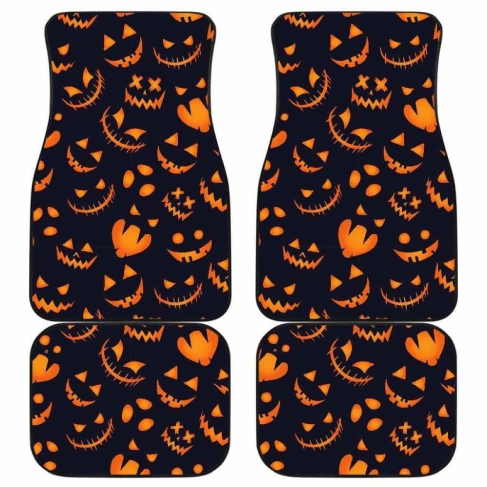 Halloween Pattern Pumpkin Background Front And Back Car Mats 102802 - YourCarButBetter