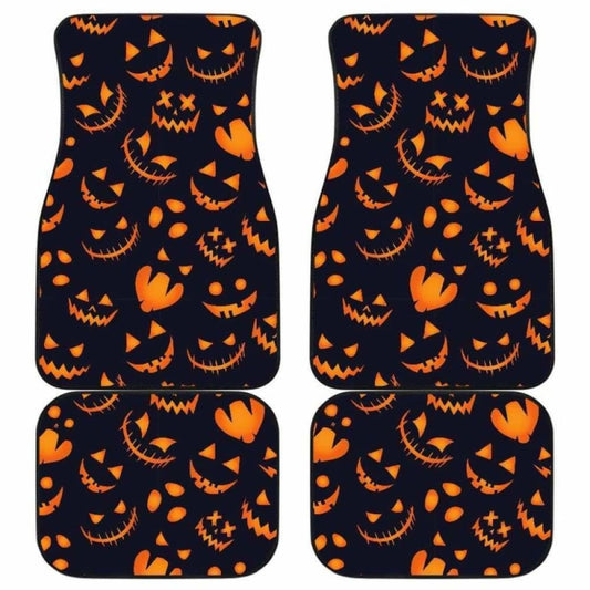 Halloween Pattern Pumpkin Background Front And Back Car Mats 102802 - YourCarButBetter