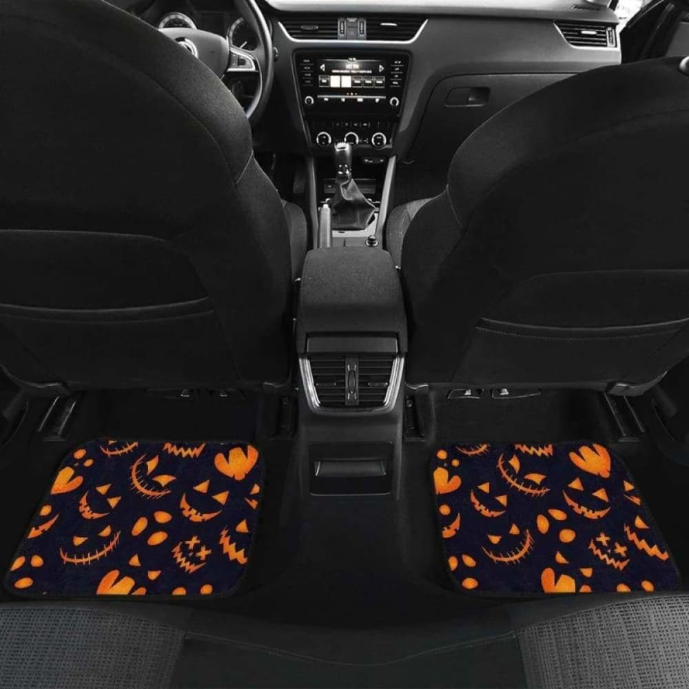 Halloween Pattern Pumpkin Background Front And Back Car Mats 102802 - YourCarButBetter