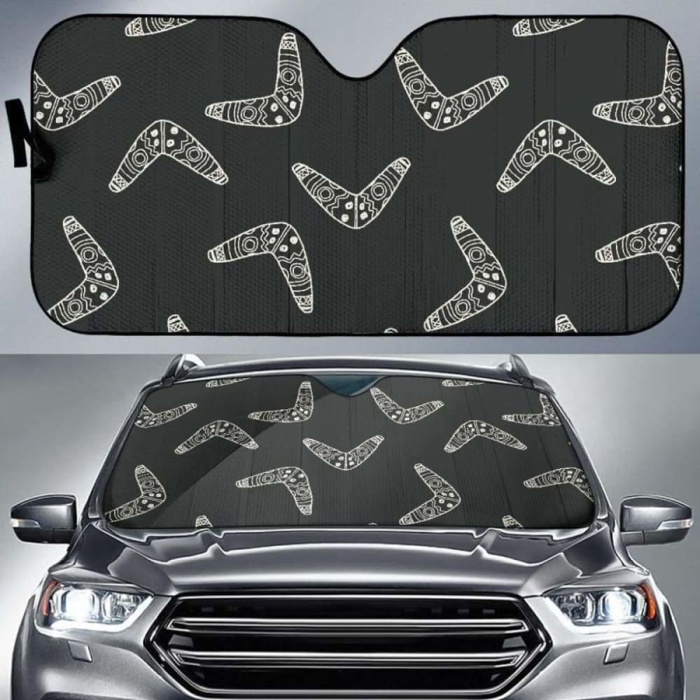 Hand Drawn Boomerang Australian Aboriginal Ornament Car Auto Sun Shades 094201 - YourCarButBetter