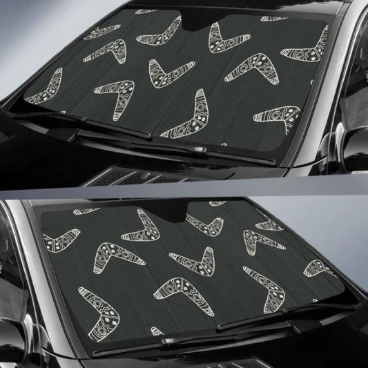 Hand Drawn Boomerang Australian Aboriginal Ornament Car Auto Sun Shades 094201 - YourCarButBetter