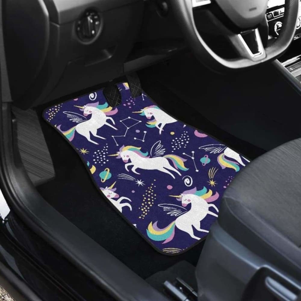 Hand Drawn Cute Unicorn Star Planet Front And Back Car Mats 170817