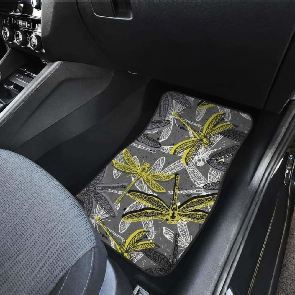 Hand Drawn Dragonfly Pattern Front And Back Car Mats 135711