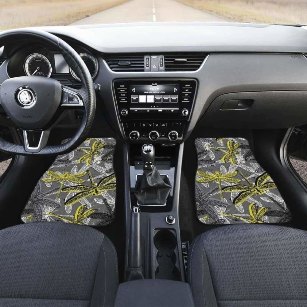 Hand Drawn Dragonfly Pattern Front And Back Car Mats 135711