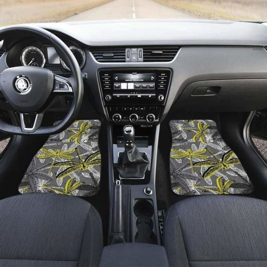 Hand Drawn Dragonfly Pattern Front And Back Car Mats 135711