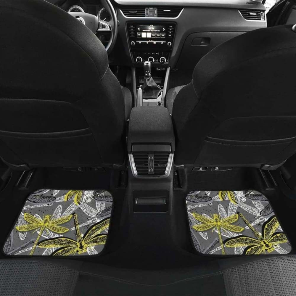 Hand Drawn Dragonfly Pattern Front And Back Car Mats 135711