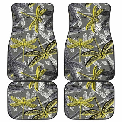 Hand Drawn Dragonfly Pattern Front And Back Car Mats 135711