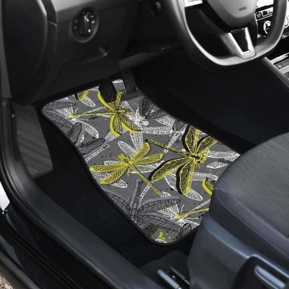 Hand Drawn Dragonfly Pattern Front And Back Car Mats 135711