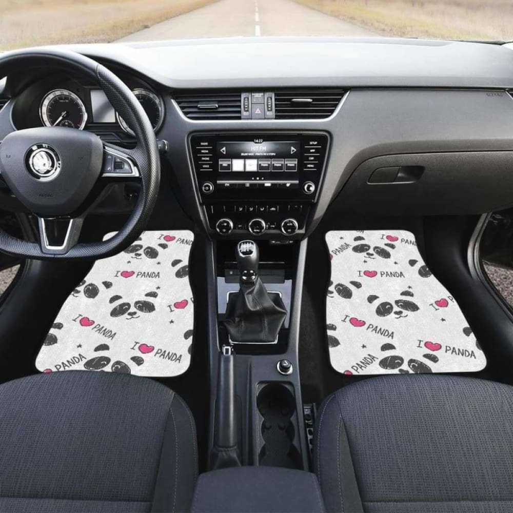 Hand Drawn Faces Of Pandas Pattern Front And Back Car Mats 091706