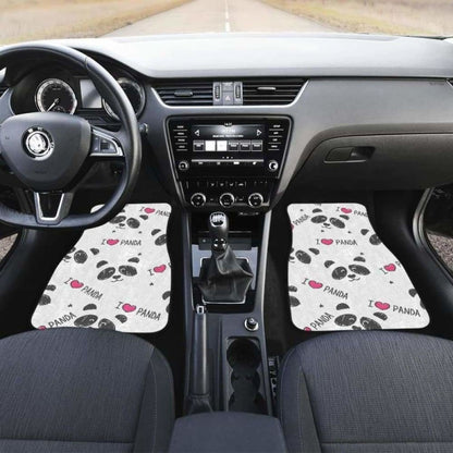 Hand Drawn Faces Of Pandas Pattern Front And Back Car Mats 091706